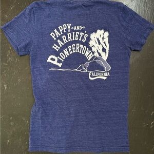 Blue Graphic Pappy and Harriet’s Pioneer town Beef cuts T-Shirt Ladies size L
